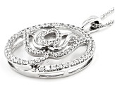 White Cubic Zirconia Rhodium Over Sterling Silver Lotus Pendant With Chain 2.00ctw