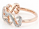 White Cubic Zirconia 14k Rose Gold Over Sterling Silver Band Ring 0.40ctw
