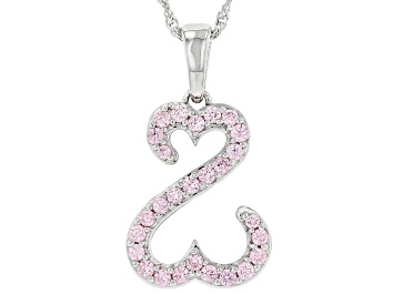 Picture of Pink Cubic Zirconia Rhodium Over Sterling Silver Pendant With Chain 1.25ctw