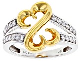 White Cubic Zirconia Rhodium And 14k Yellow Gold Over Sterling Silver Ring 0.40ctw