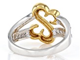 White Cubic Zirconia Rhodium And 14k Yellow Gold Over Sterling Silver Ring 0.40ctw