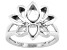 Rhodium Over Sterling Silver Lotus Flower Ring