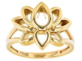 14k Yellow Gold Over Sterling Silver Lotus Flower Ring