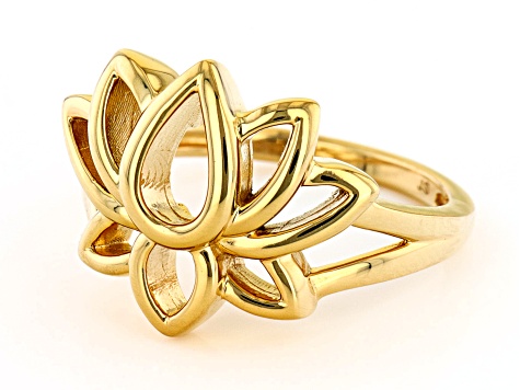 14k Yellow Gold Over Sterling Silver Lotus Flower Ring