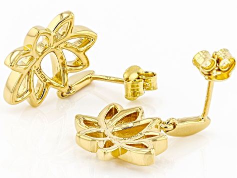 14k Yellow Gold Over Sterling Silver Lotus Flower Earrings