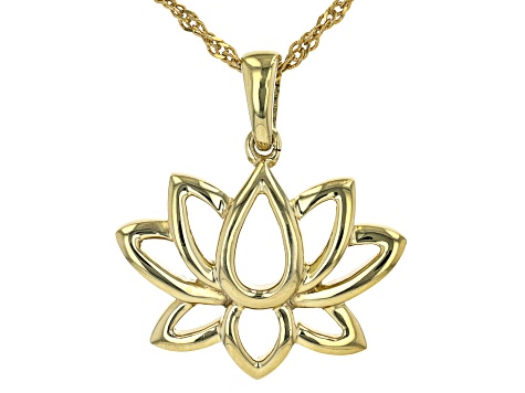 14k Yellow Gold Over Sterling Silver Lotus Flower Pendant