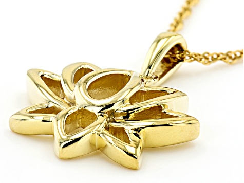 14k Yellow Gold Over Sterling Silver Lotus Flower Pendant