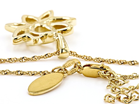 14k Yellow Gold Over Sterling Silver Lotus Flower Pendant