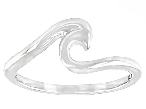 Rhodium Over Sterling Silver Wave Ring