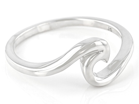 Rhodium Over Sterling Silver Wave Ring