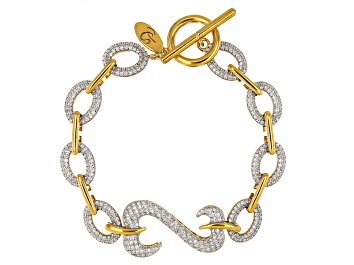 Picture of White Cubic Zirconia 14k Yellow Gold Over Sterling Silver Bracelet