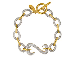 White Cubic Zirconia 14k Yellow Gold Over Sterling Silver Bracelet