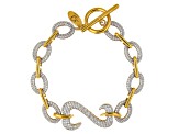 White Cubic Zirconia 14k Yellow Gold Over Sterling Silver Bracelet