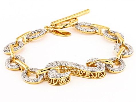 White Cubic Zirconia 14k Yellow Gold Over Sterling Silver Bracelet