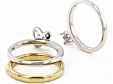 White Cubic Zirconia Rhodium & 14k Yellow Gold Over Sterling Silver Set Of 3 Stackable Rings 1.10ctw