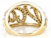 White Cubic Zirconia 14k Yellow Gold Over Sterling Silver Open Design Wave Ring 1.60ctw