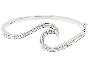 White Cubic Zirconia Rhodium Over Sterling Silver Wave Bangle Bracelet 2.60ctw