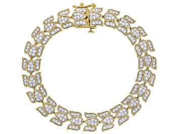 Picture of White Cubic Zirconia 14k Yellow Gold Over Sterling Silver Lotus Flower Tennis Bracelet 4.60ctw