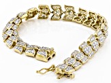 White Cubic Zirconia 14k Yellow Gold Over Sterling Silver Lotus Flower Tennis Bracelet 4.60ctw