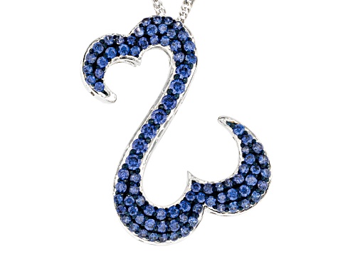 Blue Cubic Zirconia Rhodium Over Sterling Silver Pendant With Chain 2 ...