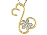 White Cubic Zirconia 14k Yellow Gold Over Sterling Silver Paw Print Pendant With Chain 0.15ctw