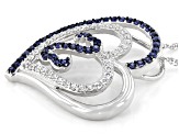 Blue Lab Sapphire And White Cubic Zirconia Rhodium Over Sterling Silver Pendant With Chain 1.30ctw