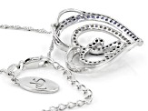 Blue Lab Sapphire And White Cubic Zirconia Rhodium Over Sterling Silver Pendant With Chain 1.30ctw