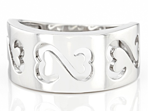 Rhodium Over Sterling Silver Wide Band Ring