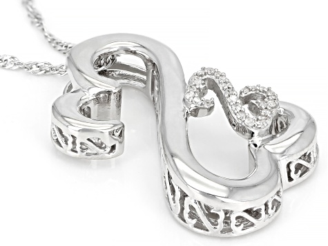 White Diamond Accent Rhodium Over Sterling Silver Pendant With Chain