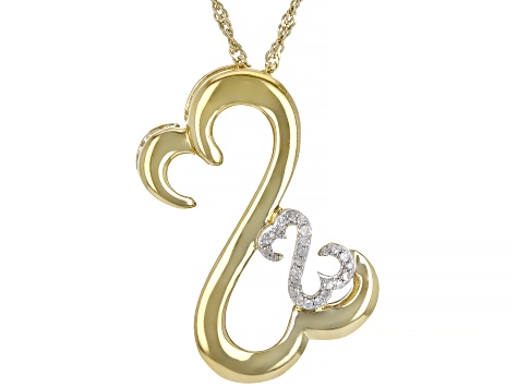 White Diamond Accent 14k Yellow Gold Over Sterling Silver Pendant With ...