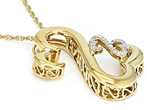 White Diamond Accent 14k Yellow Gold Over Sterling Silver Pendant With Chain