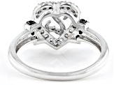 White Diamond And Black Spinel Rhodium Over Sterling Silver Ring 0.35ctw