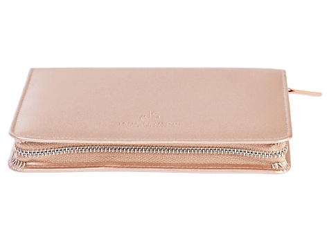 Rose Gold Faux Leather Jewelry Portfolio With WOLF Exclusive LusterLoc™ Lining