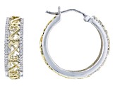 White Diamond Rhodium And 14k Yellow Gold Over Sterling Silver Hoop Earrings 0.30ctw