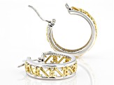 White Diamond Rhodium And 14k Yellow Gold Over Sterling Silver Hoop Earrings 0.30ctw