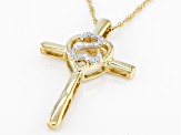 White Diamond 14k Yellow Gold Over Sterling Silver Cross Pendant with Chain 0.15ctw