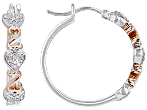White Diamond Rhodium And 14k Rose Gold Over Sterling Silver Hoop Earrings 0.20ctw