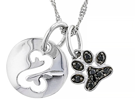 Sterling Silver Diamond Paw Print Pendant Necklace 1/15ctw | REEDS Jewelers
