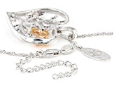 White Diamond Rhodium And 14k Rose Gold Over Sterling Silver Heart Pendant With 18" Chain 0.10ctw