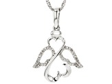 White Diamond Rhodium Over Sterling Silver Angel Pendant With 18" Singapore Chain 0.15ctw