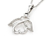 White Diamond Rhodium Over Sterling Silver Angel Pendant With 18" Singapore Chain 0.15ctw
