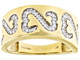 White Diamond 14k Yellow Gold Over Sterling Silver Wide Band Ring 0.25ctw