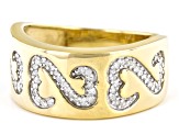 White Diamond 14k Yellow Gold Over Sterling Silver Wide Band Ring 0.25ctw