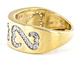 White Diamond 14k Yellow Gold Over Sterling Silver Wide Band Ring 0.25ctw