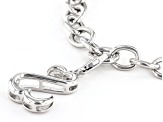 Rhodium Over Sterling Silver Charm Bracelet With Open Hearts Charm