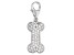 White Cubic Zirconia Rhodium Over Sterling Silver Dog Bone Charm 0.90ctw