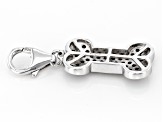 Black Cubic Zirconia Rhodium Over Sterling Silver Dog Bone Charm 0.50ctw