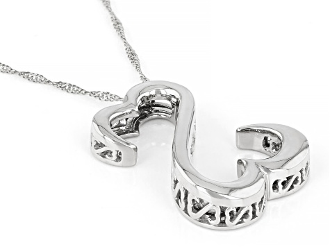 10k White Gold Slide Pendant With 18" Singapore Chain