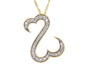 White Diamond 10k Yellow Gold Slide Pendant With 18" Singapore Chain 0.50ctw