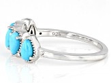 Blue Sleeping Beauty Turquoise with White Diamond Accent Rhodium Over Sterling Silver Ring 0.01ctw